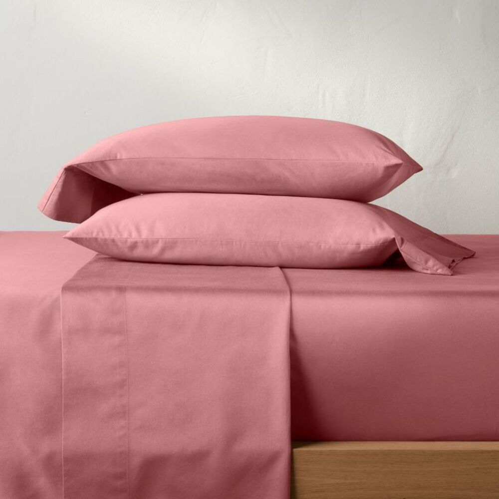 4pc Queen 500TC Washed Supima Cotton Sateen Sheet Set - Rose Pink - Picture 2 of 4
